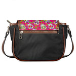 Pink Sugar Skull Pattern Print Saddle Bag