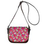 Pink Sugar Skull Pattern Print Saddle Bag