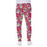 Pink Sugar Skull Pattern Print Scuba Joggers
