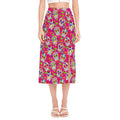 Pink Sugar Skull Pattern Print Side Slit Midi Skirt