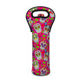 Pink Sugar Skull Pattern Print Single Neoprene Wine Tote