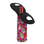 Pink Sugar Skull Pattern Print Single Neoprene Wine Tote