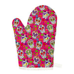 Pink Sugar Skull Pattern Print Single Oven Mitt