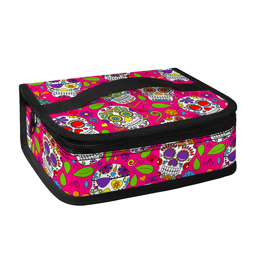 Pink Sugar Skull Pattern Print Small Lunch Bag