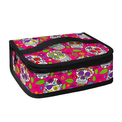Pink Sugar Skull Pattern Print Small Lunch Bag