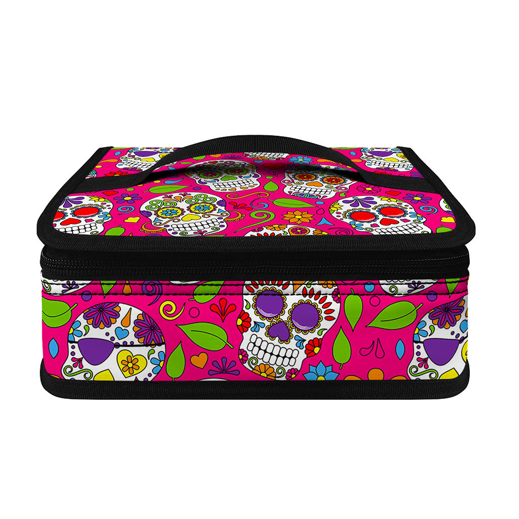 Pink Sugar Skull Pattern Print Small Lunch Bag