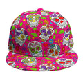 Pink Sugar Skull Pattern Print Snapback Cap