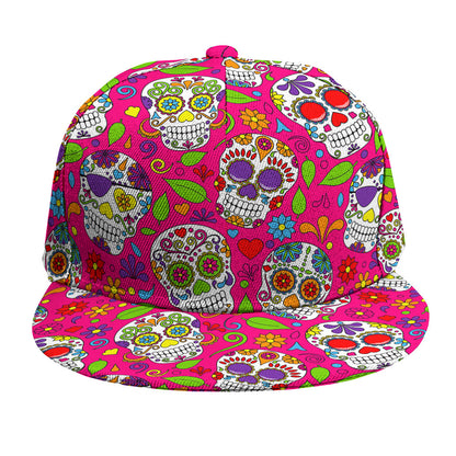 Pink Sugar Skull Pattern Print Snapback Cap