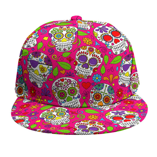 Pink Sugar Skull Pattern Print Snapback Cap