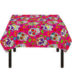Pink Sugar Skull Pattern Print Tablecloth