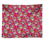 Pink Sugar Skull Pattern Print Tapestry