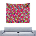 Pink Sugar Skull Pattern Print Tapestry