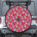 Pink Sugar Skull Pattern Print Tire Cover With Camera Hole