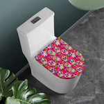 Pink Sugar Skull Pattern Print Toilet Lid Cover