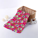 Pink Sugar Skull Pattern Print Towel
