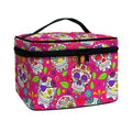 Pink Sugar Skull Pattern Print Travel Makeup Bag