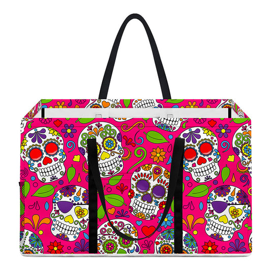 Pink Sugar Skull Pattern Print Utility Tote Bag