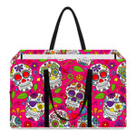 Pink Sugar Skull Pattern Print Utility Tote Bag