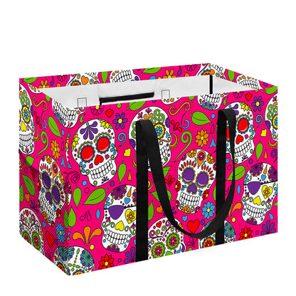 Pink Sugar Skull Pattern Print Utility Tote Bag