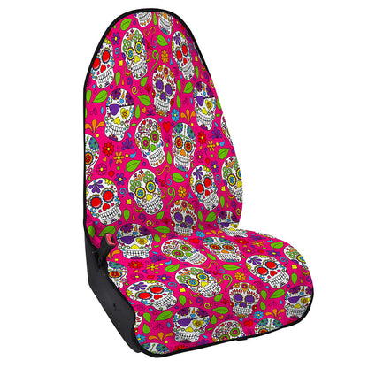 Pink Sugar Skull Pattern Print Waterproof Car Seat Cover