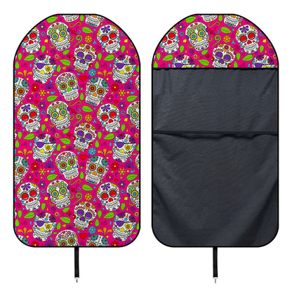 Pink Sugar Skull Pattern Print Waterproof Car Seat Cover