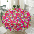 Pink Sugar Skull Pattern Print Waterproof Round Tablecloth