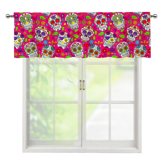 Pink Sugar Skull Pattern Print Window Valance