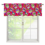 Pink Sugar Skull Pattern Print Window Valance