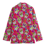 Pink Sugar Skull Pattern Print Women's Blazer