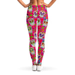 Pink Sugar Skull Pattern Print Women's Leggings