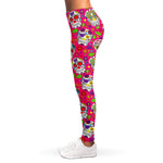 Pink Sugar Skull Pattern Print Women's Leggings