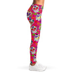 Pink Sugar Skull Pattern Print Women's Leggings