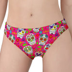 Pink Sugar Skull Pattern Print Women's Panties