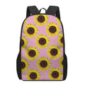 Pink Sunflower Pattern Print 17 Inch Backpack