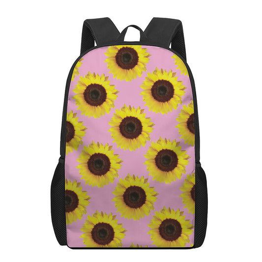 Pink Sunflower Pattern Print 17 Inch Backpack