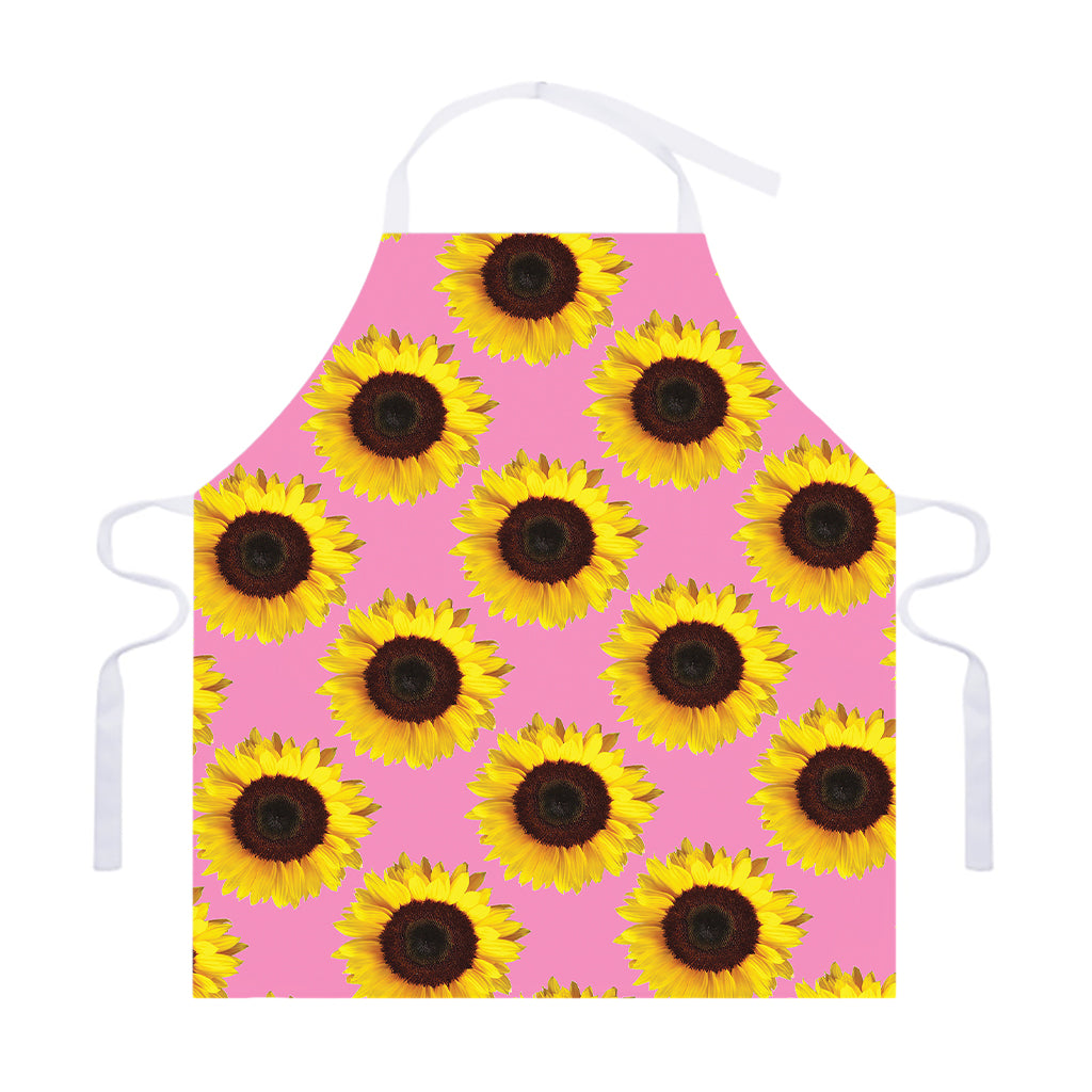 Pink Sunflower Pattern Print Adjustable Apron