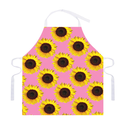 Pink Sunflower Pattern Print Adjustable Apron