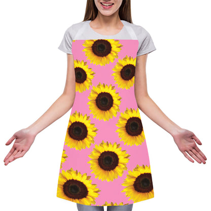 Pink Sunflower Pattern Print Adjustable Apron