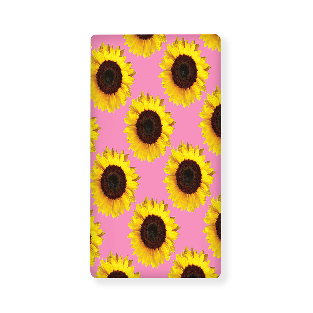 Pink Sunflower Pattern Print Baby Crib Sheet