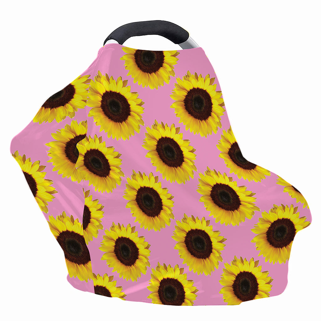 Pink Sunflower Pattern Print Baby Seat Cover