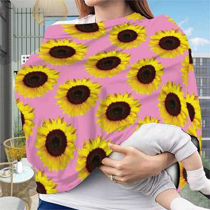 Pink Sunflower Pattern Print Baby Seat Cover