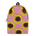 Pink Sunflower Pattern Print School Backpack