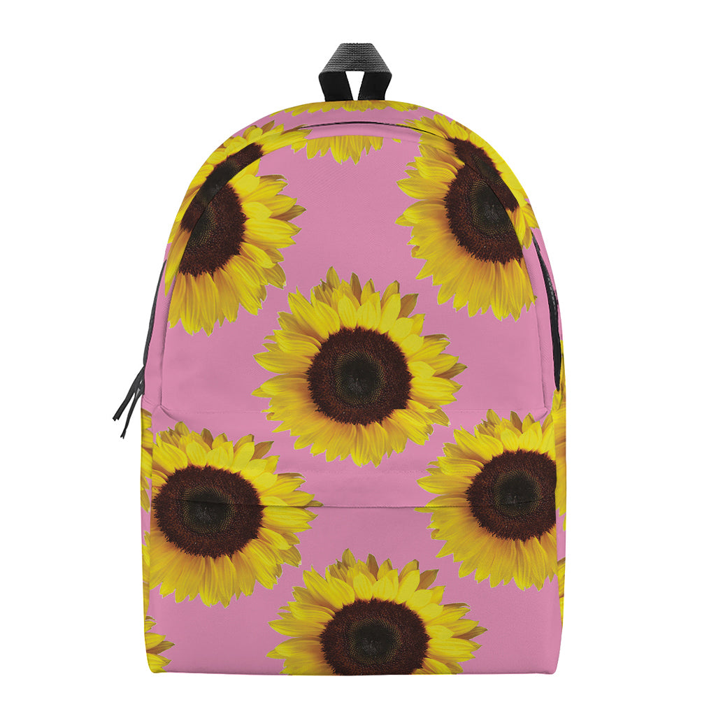 Pink Sunflower Pattern Print Backpack