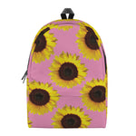 Pink Sunflower Pattern Print Backpack