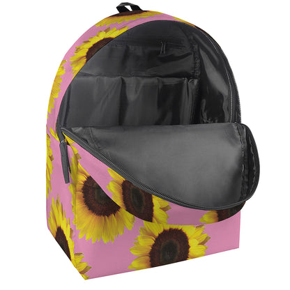 Pink Sunflower Pattern Print Backpack