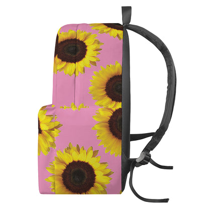Pink Sunflower Pattern Print Backpack