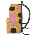 Pink Sunflower Pattern Print Backpack