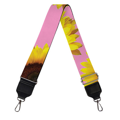 Pink Sunflower Pattern Print Bag Strap