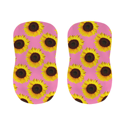 Pink Sunflower Pattern Print Bar Stool Covers