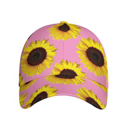 Pink Sunflower Pattern Print Baseball Cap